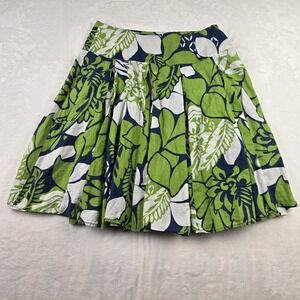 New York & Copmany Women's Blue Green White Floral Aline Skirt Size‎ 6 Pleated